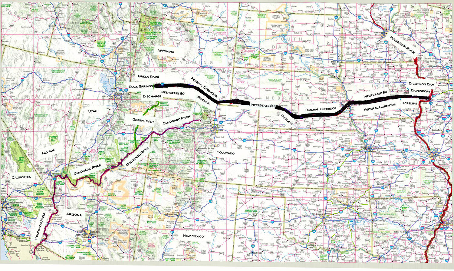 Mississippi to Green River floodwater pipeline